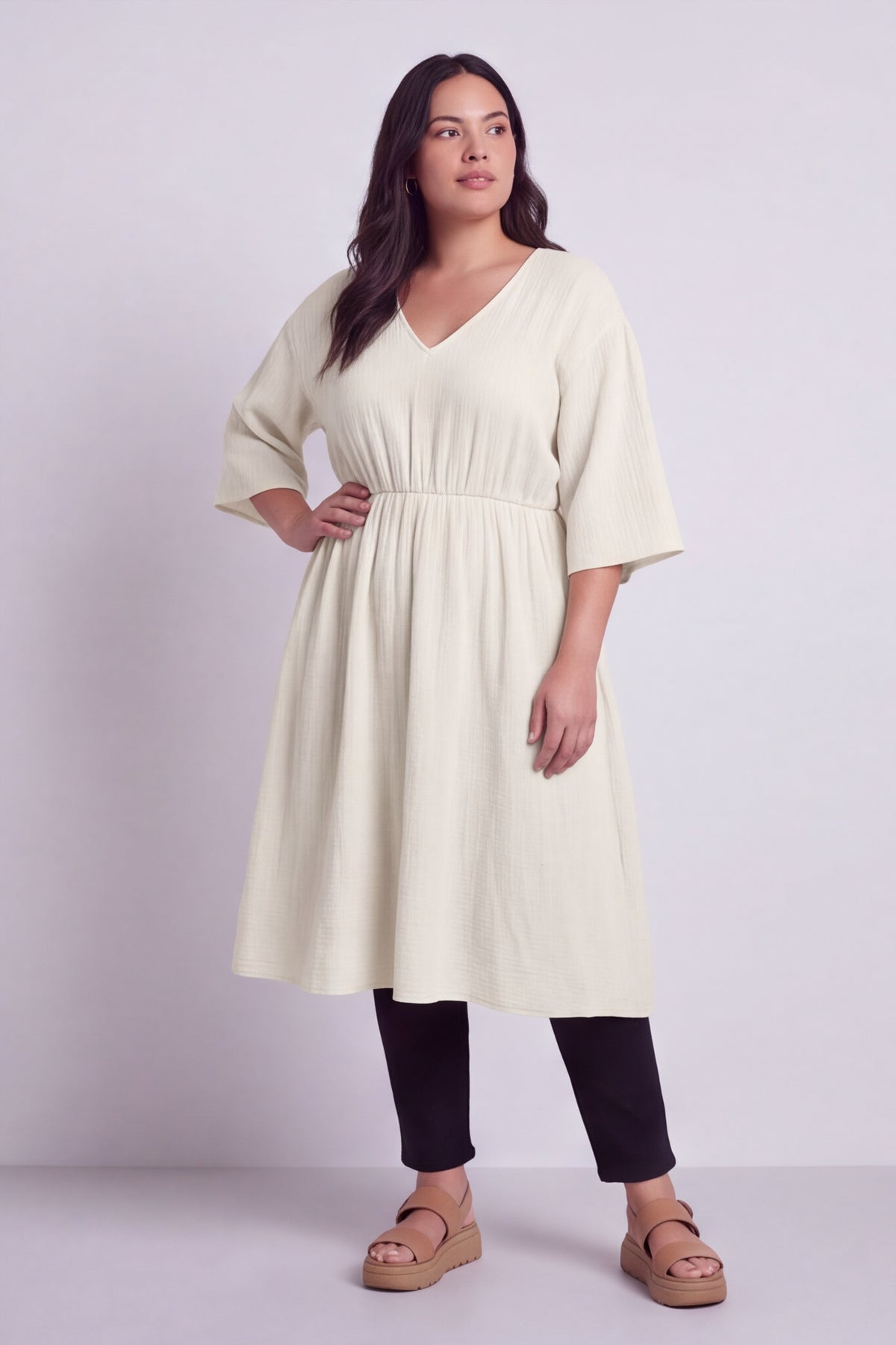 Illaria Crinkle Cotton Dress White