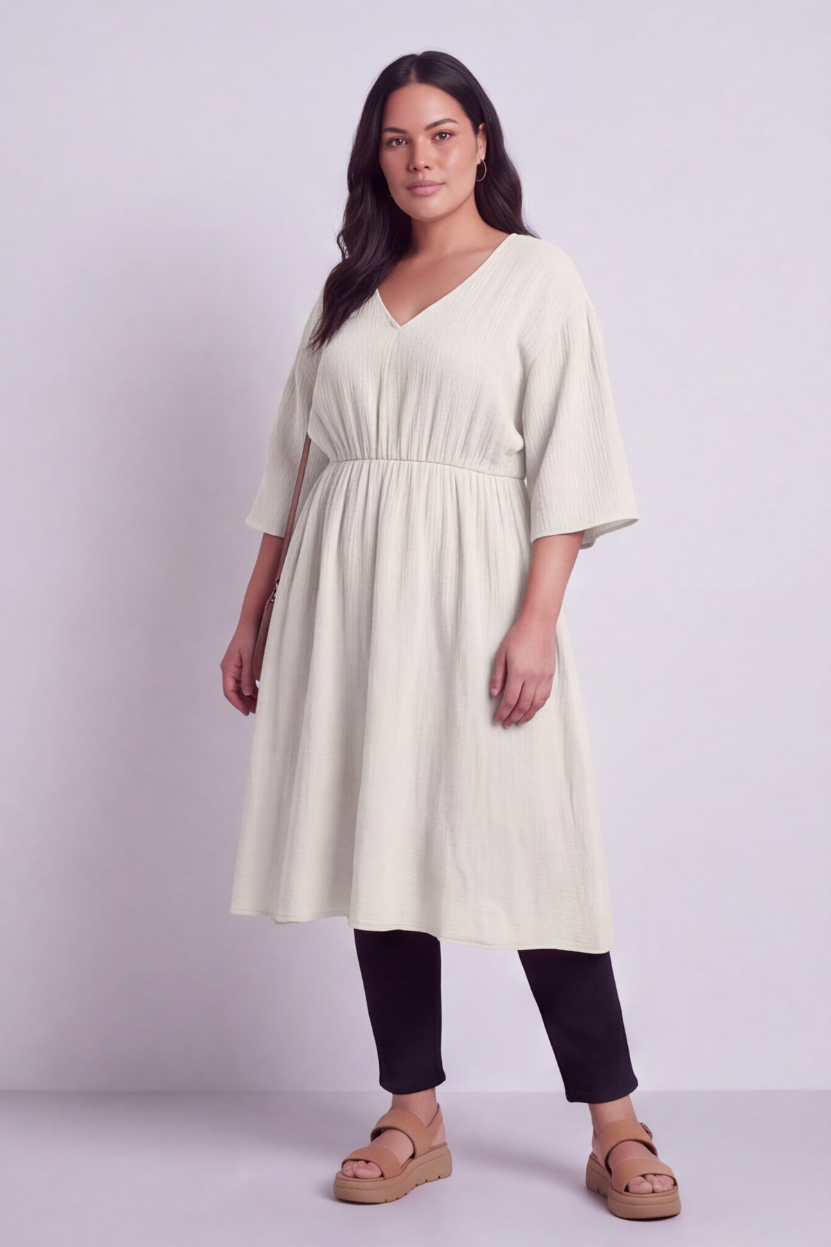Illaria Crinkle Cotton Dress White