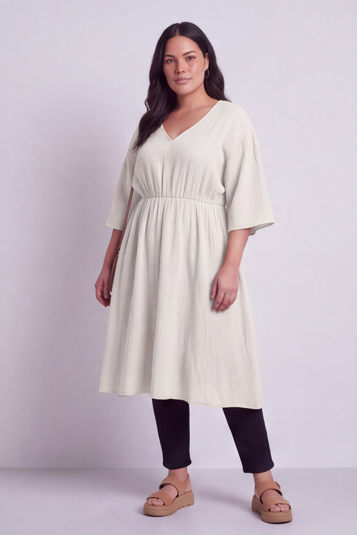 Illaria Crinkle Cotton Dress White - Image 2
