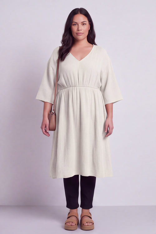 Illaria Crinkle Cotton Dress White - Image 3