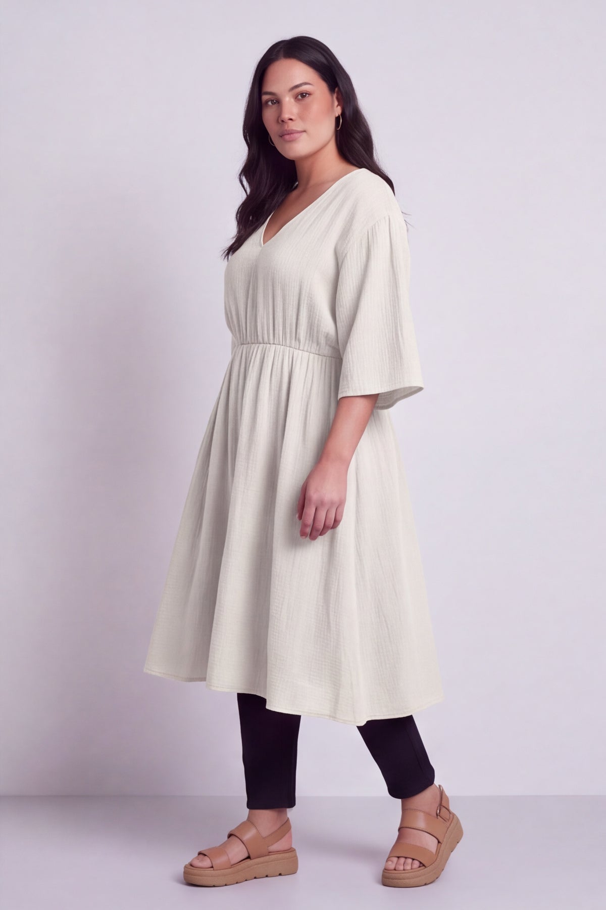 Illaria Crinkle Cotton Dress White
