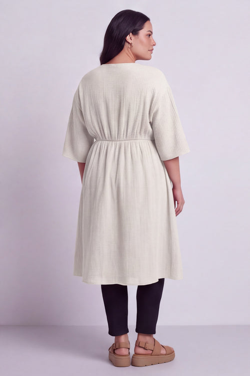 Illaria Crinkle Cotton Dress White - Image 6