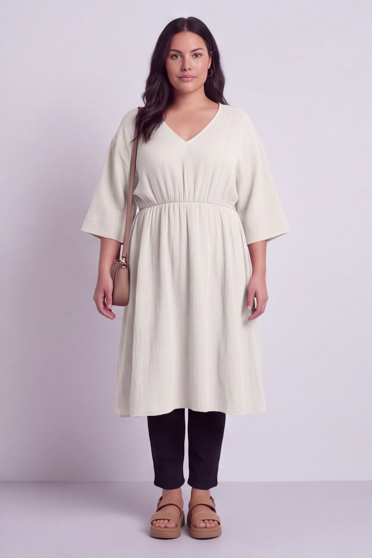 Illaria Crinkle Cotton Dress White