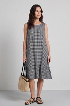 Imani Sleeveless Gingham Dress Black