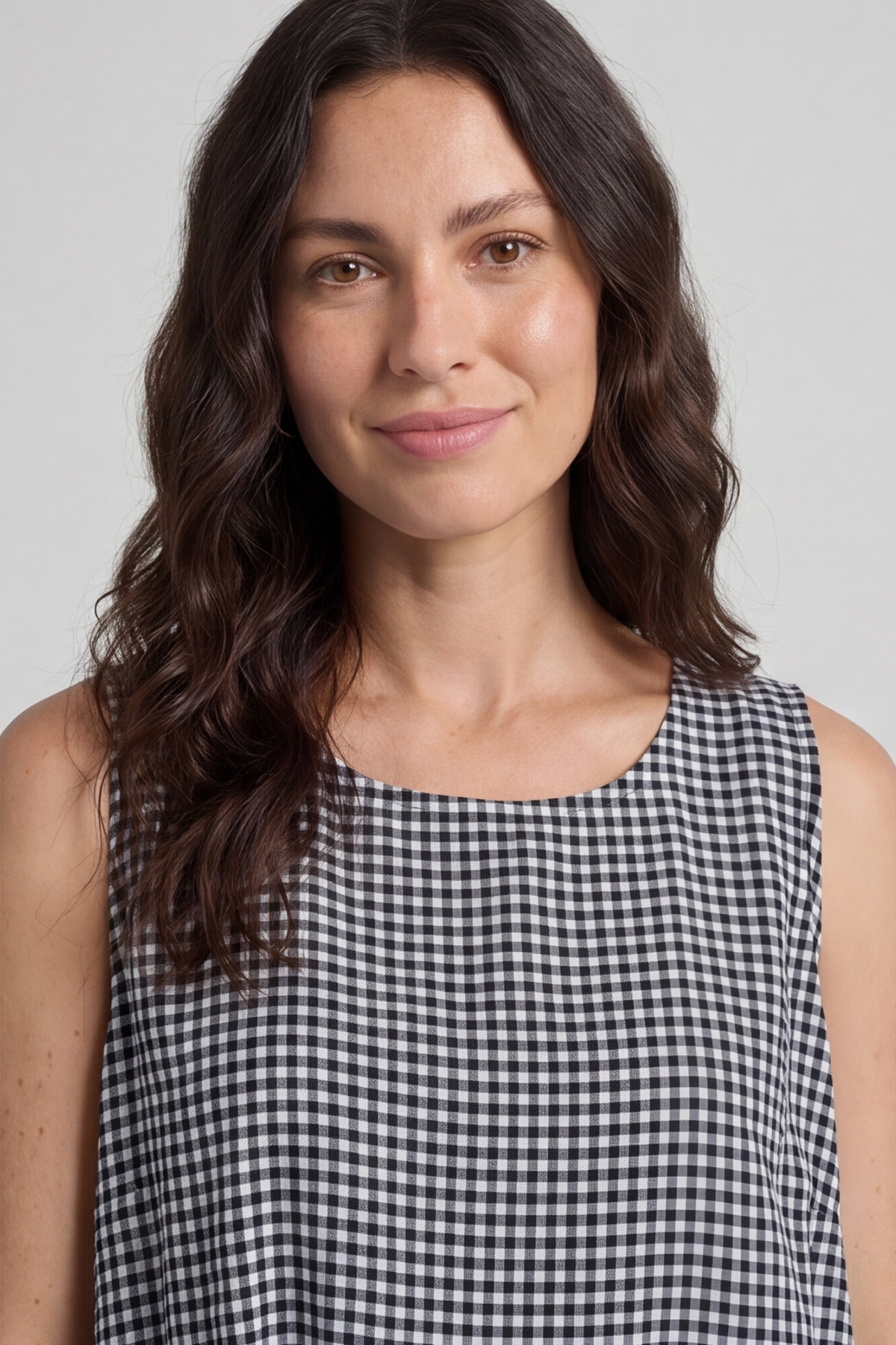 Imani Sleeveless Gingham Dress Black