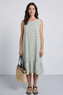 Imani Sleeveless Gingham Dress Khaki