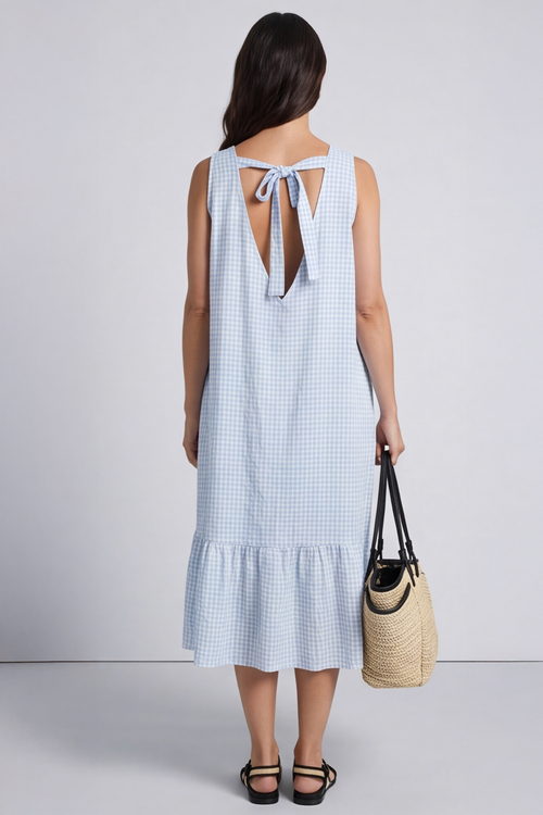 Imani Sleeveless Gingham Dress Light Blue - Image 2