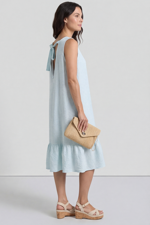 Imani Sleeveless Gingham Dress Mint - Image 3