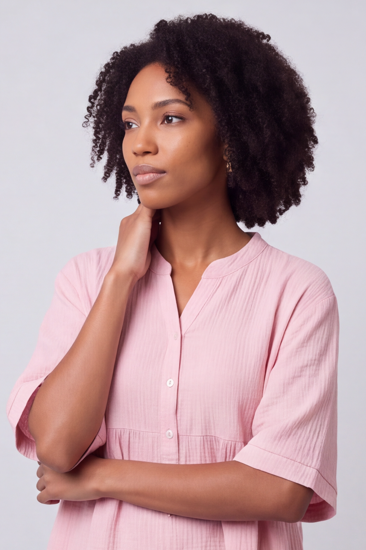 Indi Button Cotton Pink Top