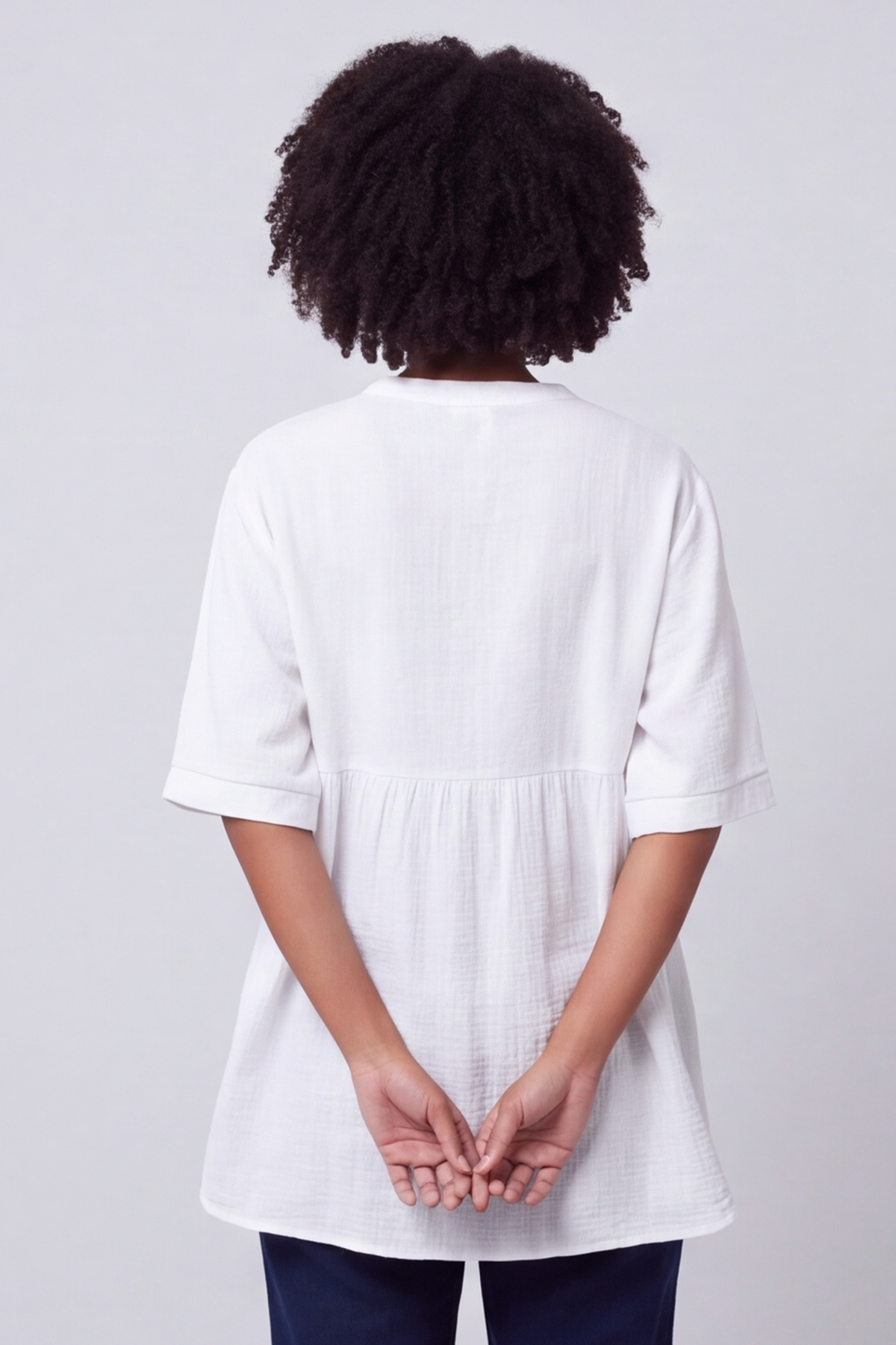 Indi Button Cotton White Top