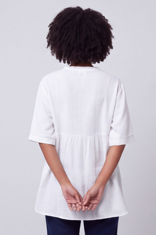 Indi Button Cotton White Top - Image 4