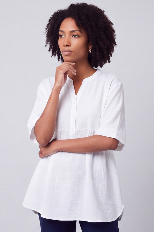 Indi Button Cotton White Top - Image 5
