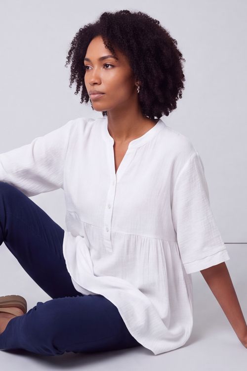 Indi Button Cotton White Top - Image 3