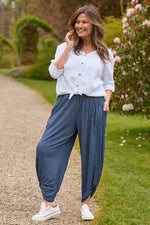 Jacinda Stripe Cotton Trousers Navy Navy - Jacinda Stripe Cotton Trousers Navy
