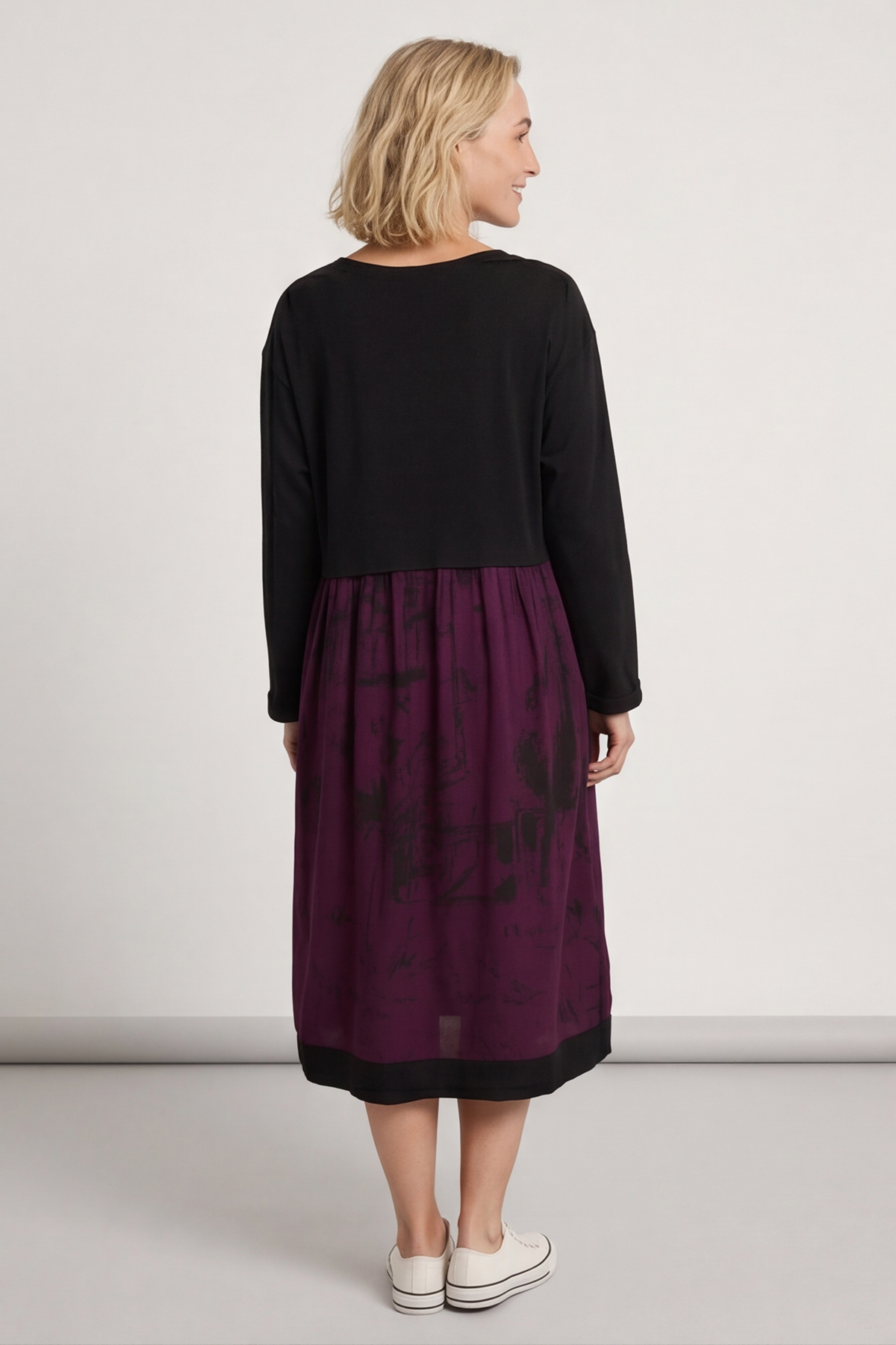 Janette Print Cotton Dress Burgundy