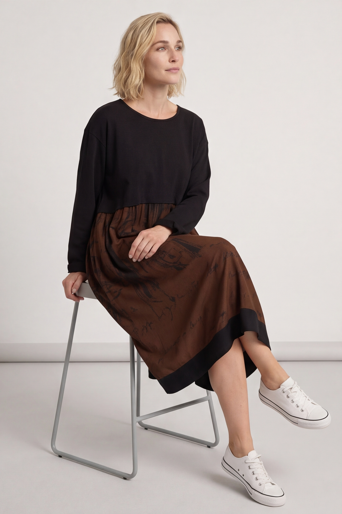 Janette Print Cotton Dress Cocoa