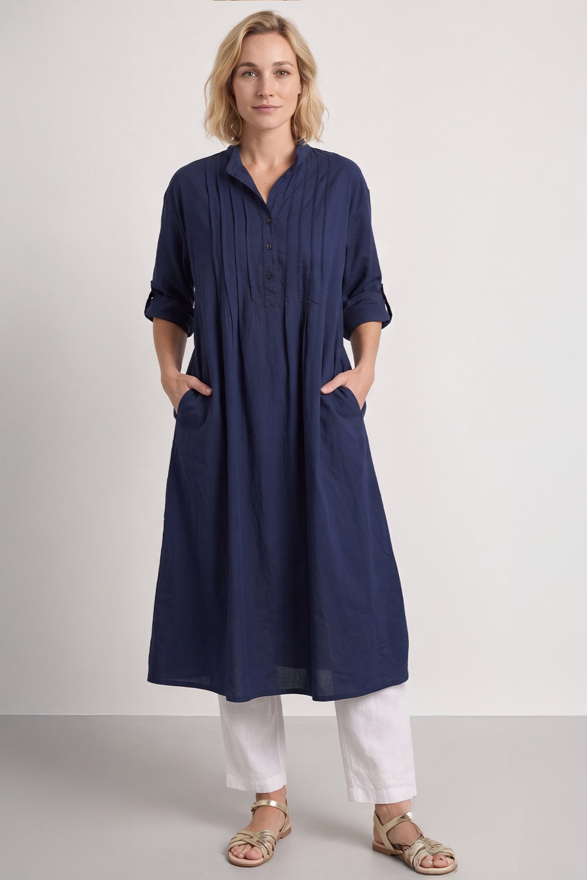 Janie Cotton Dress Navy