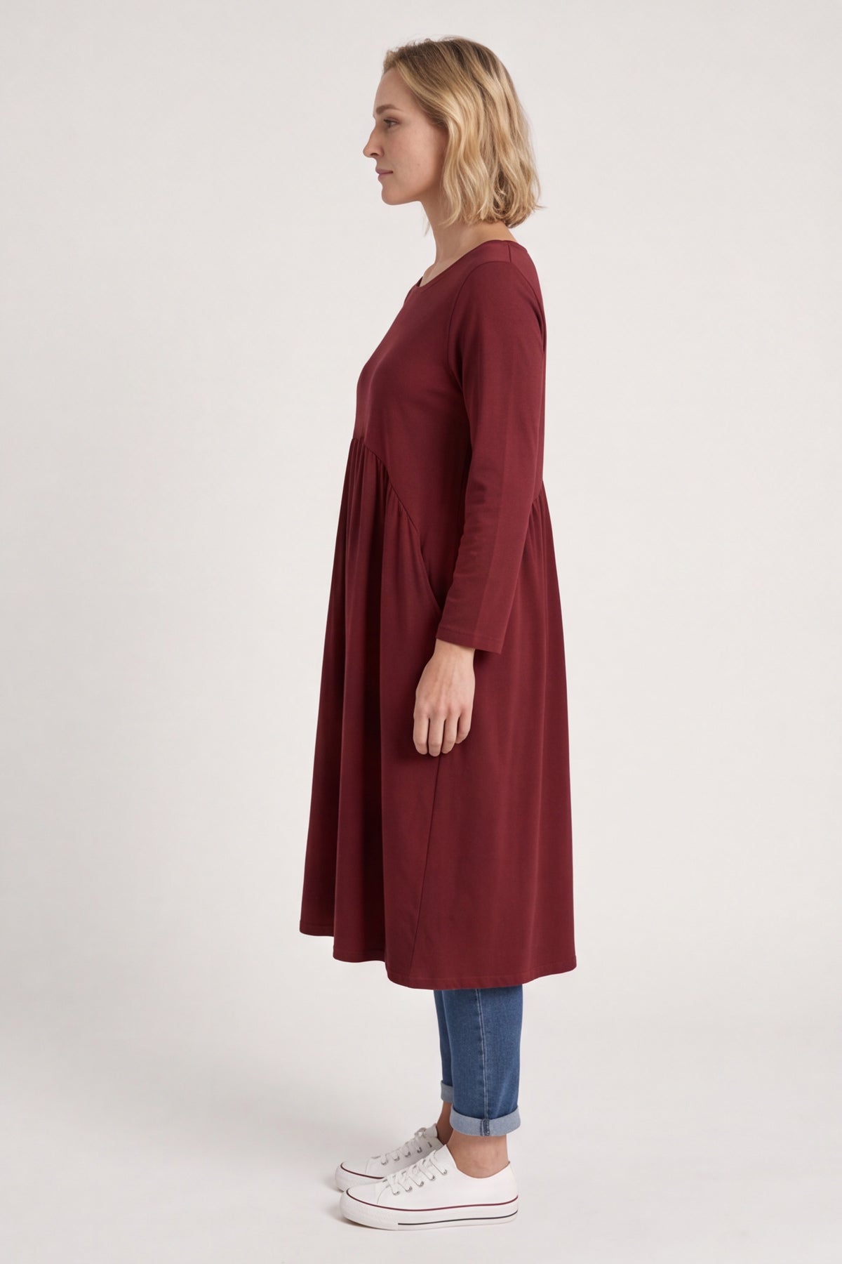 Joanna Cotton Dress Wine