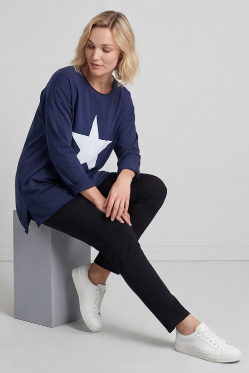 Jodene Star Cotton Top Navy - Image 2