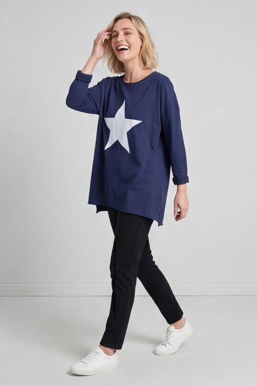 Jodene Star Cotton Top Navy - Image 1