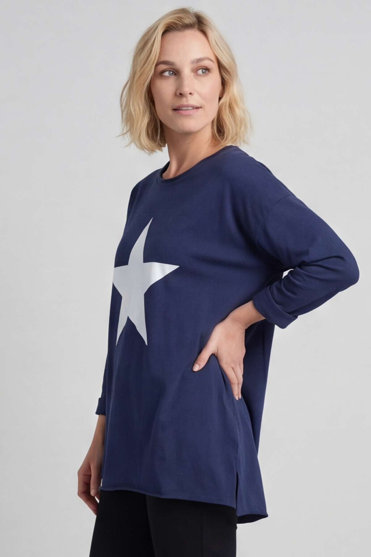 Jodene Star Cotton Top Navy