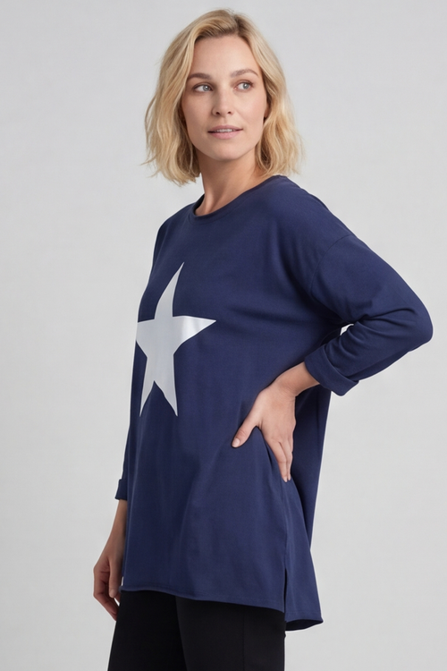 Jodene Star Cotton Top Navy - Image 4