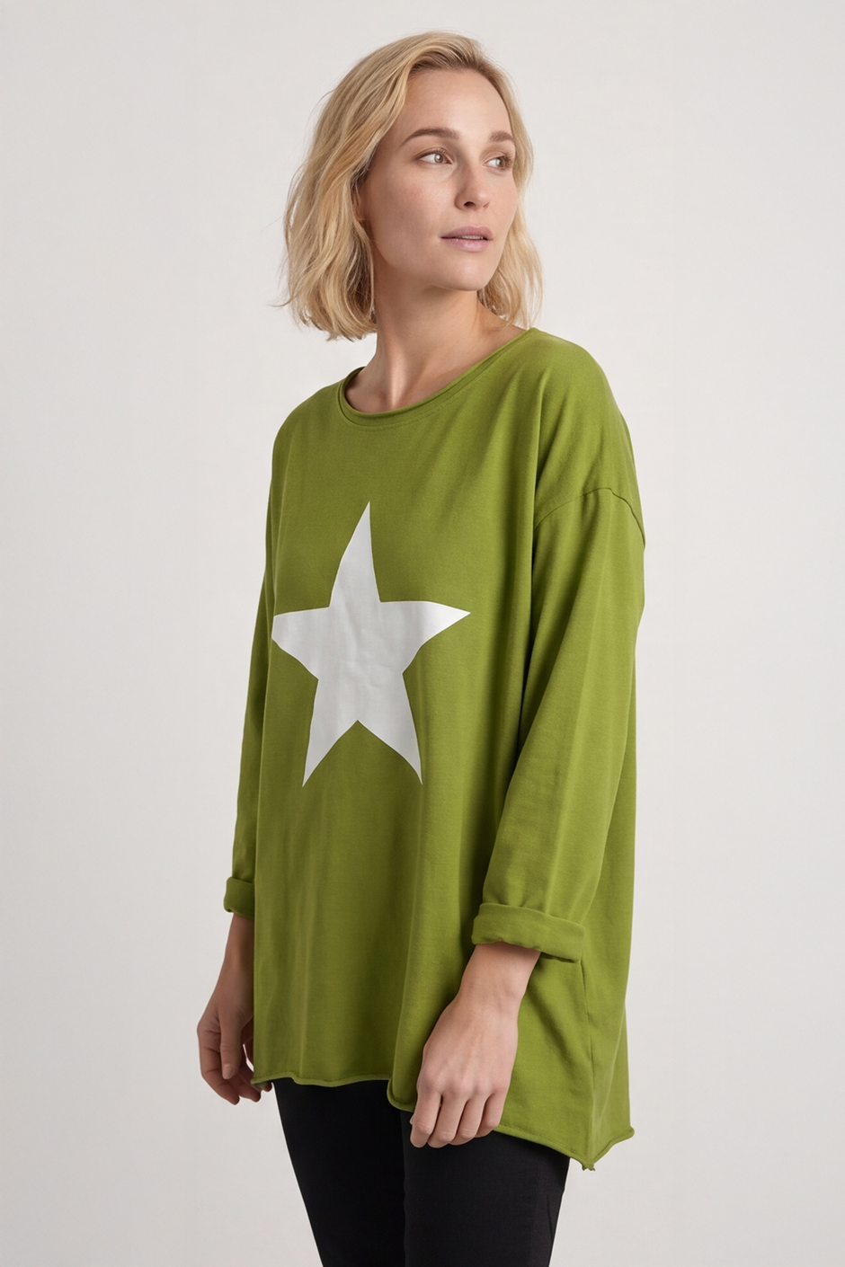 Jodene Star Cotton Top Olive