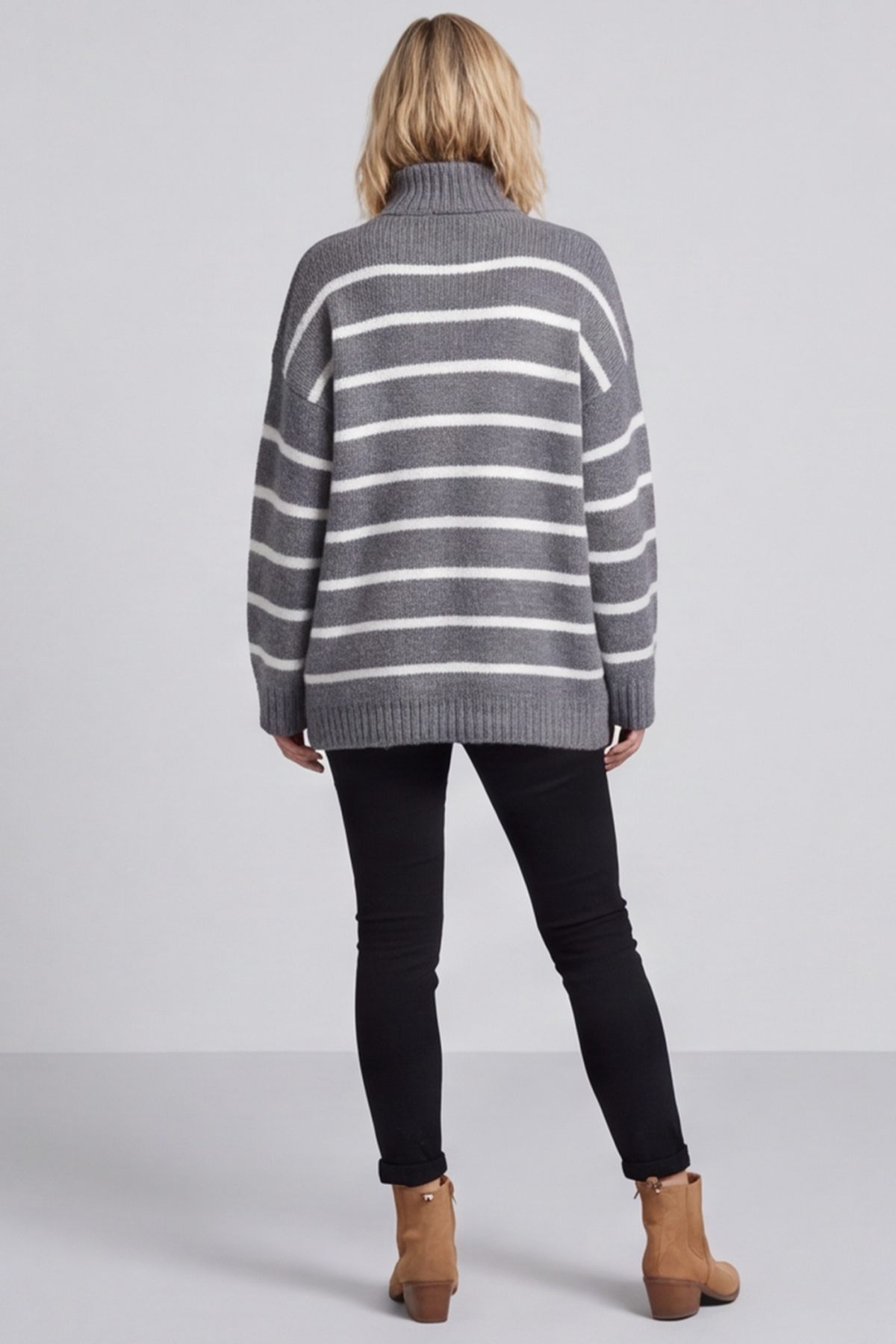 Joella Stripe Knitted Jumper Mid Grey