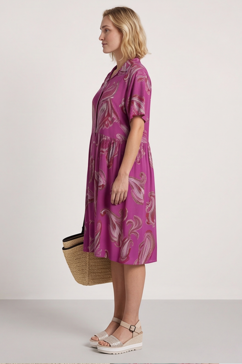 Jojo Print Button Dress Berry - Image 4