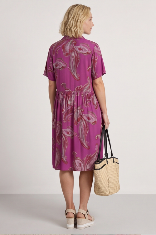 Jojo Print Button Dress Berry - Image 6