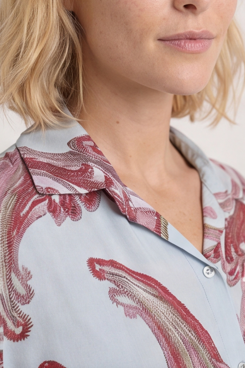 Jojo Print Button Dress Light Blue - Image 3