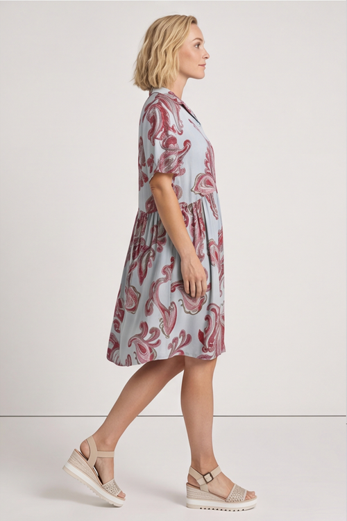 Jojo Print Button Dress Light Blue - Image 6