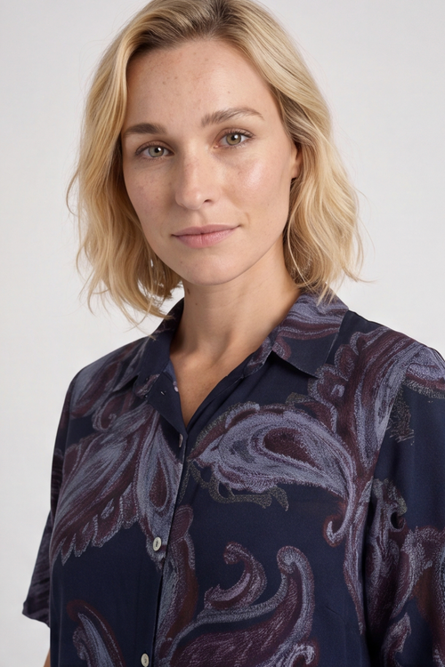 Jojo Print Button Dress Navy - Image 4