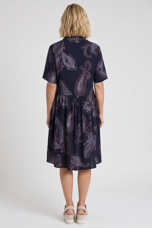 Jojo Print Button Dress Navy - Image 5