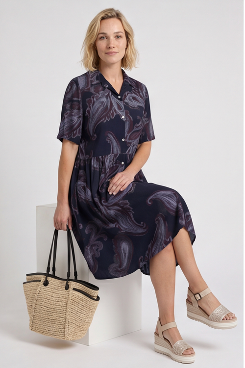 Jojo Print Button Dress Navy - Image 6