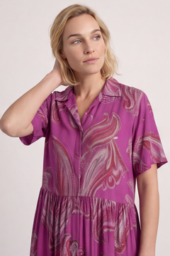 Jojo Print Button Dress Berry