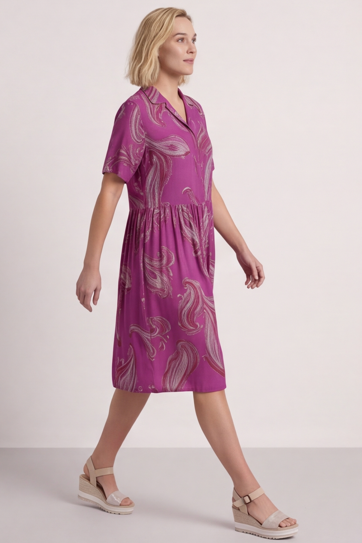 Jojo Print Button Dress Berry