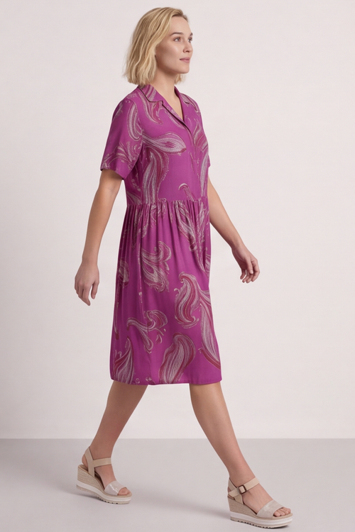 Jojo Print Button Dress Berry - Image 2