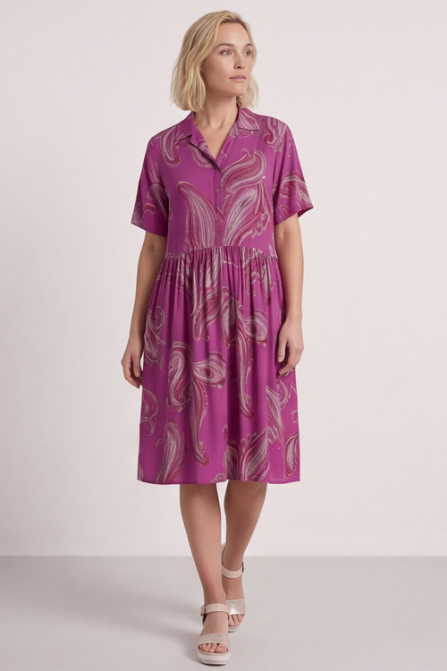 Jojo Print Button Dress Berry - Image 4