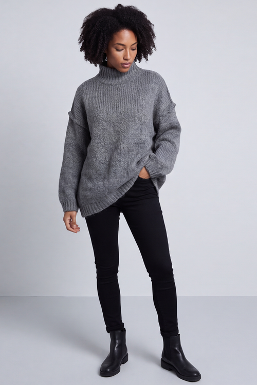 Jonie Knitted Jumper Mid Grey - Image 4