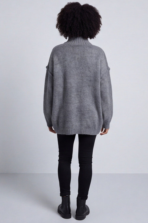 Jonie Knitted Jumper Mid Grey - Image 3