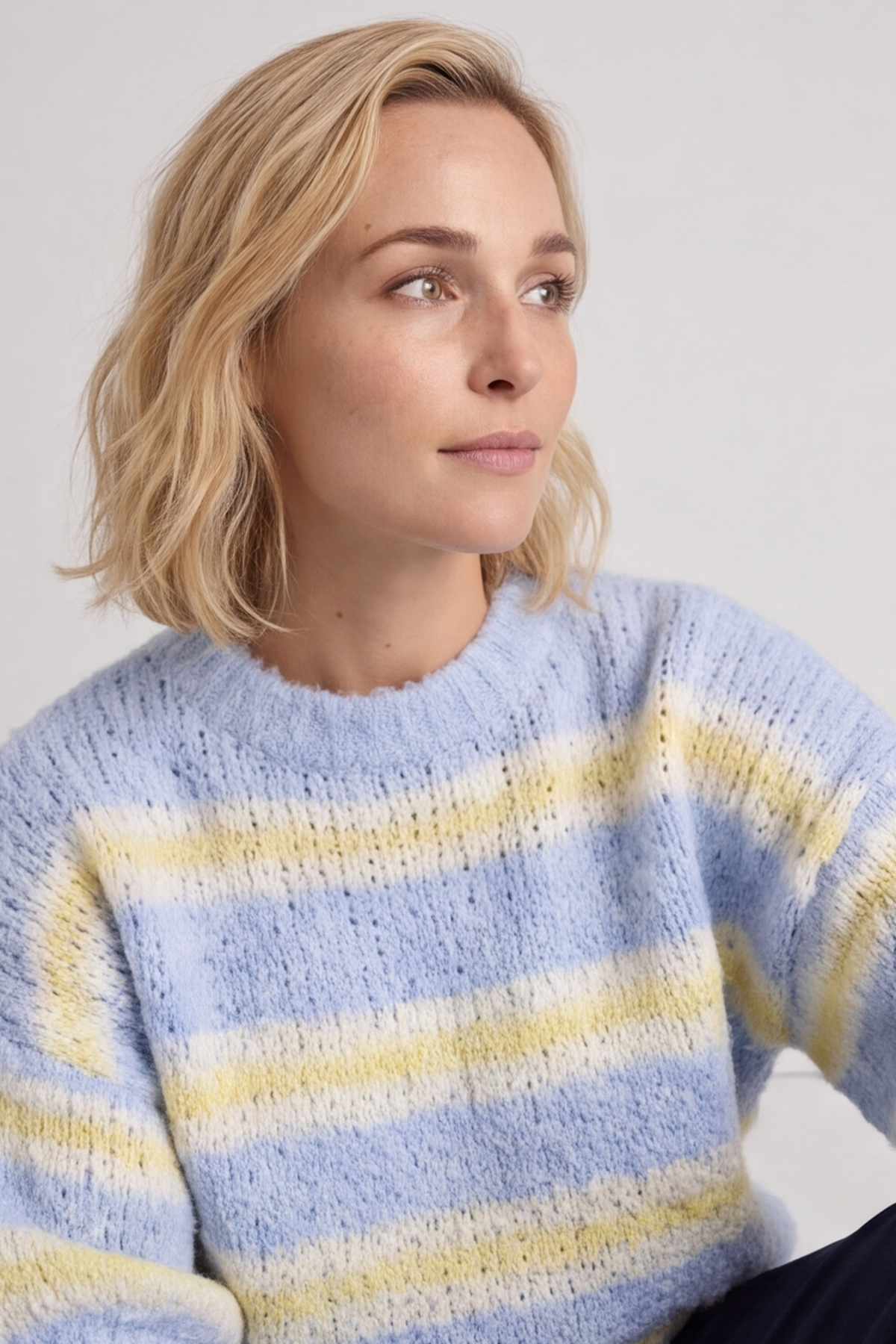 Marva Stripe Knit Top Light Blue
