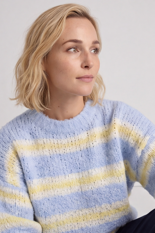Marva Stripe Knit Top Light Blue - Image 3