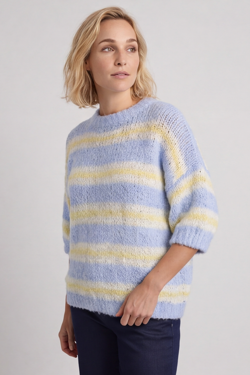 Marva Stripe Knit Top Light Blue - Image 4