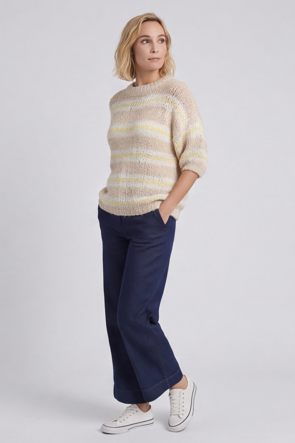 Marva Stripe Knit Top Stone