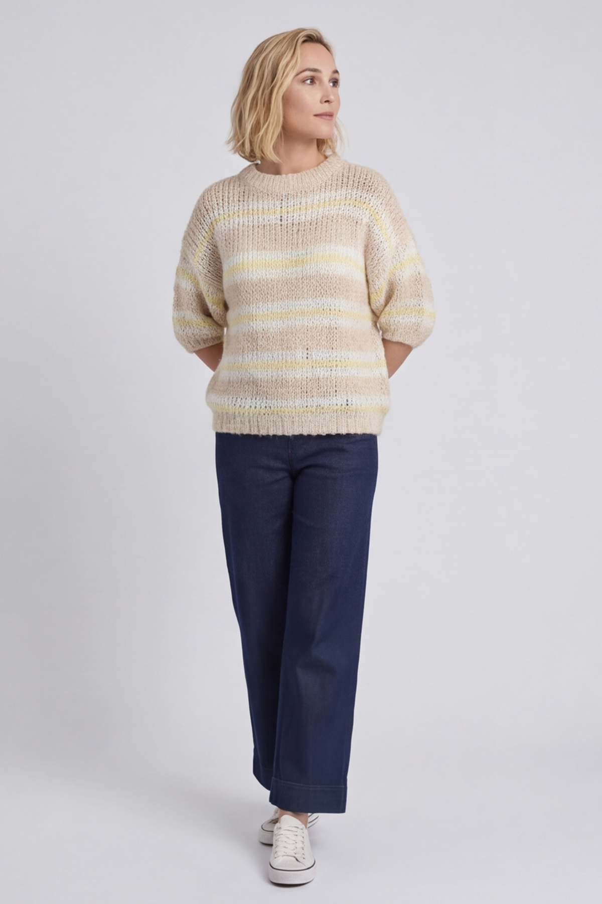 Marva Stripe Knit Top Stone