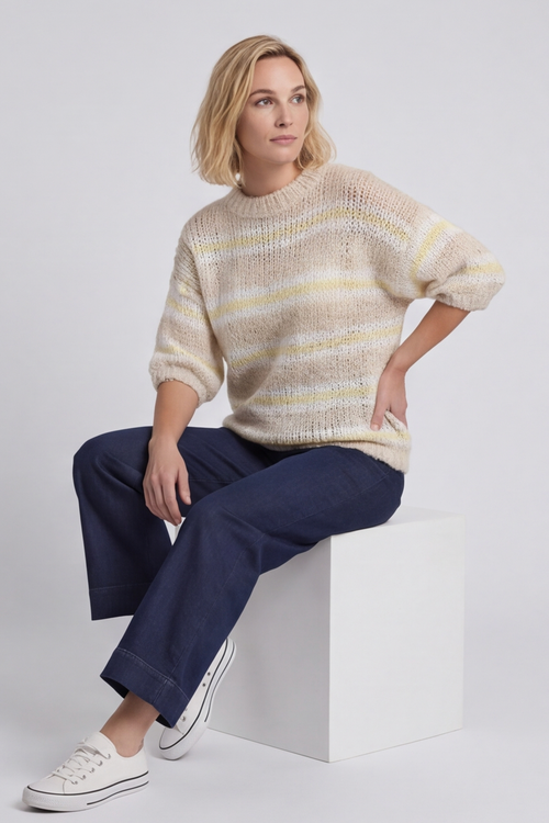 Marva Stripe Knit Top Stone - Image 4