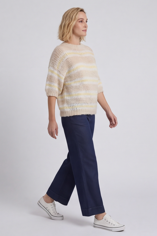 Marva Stripe Knit Top Stone - Image 2
