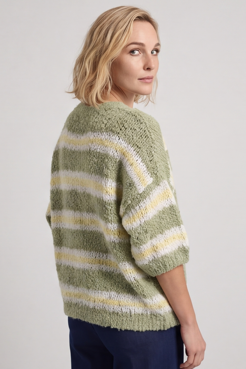 Marva Stripe Knit Top Khaki - Image 4