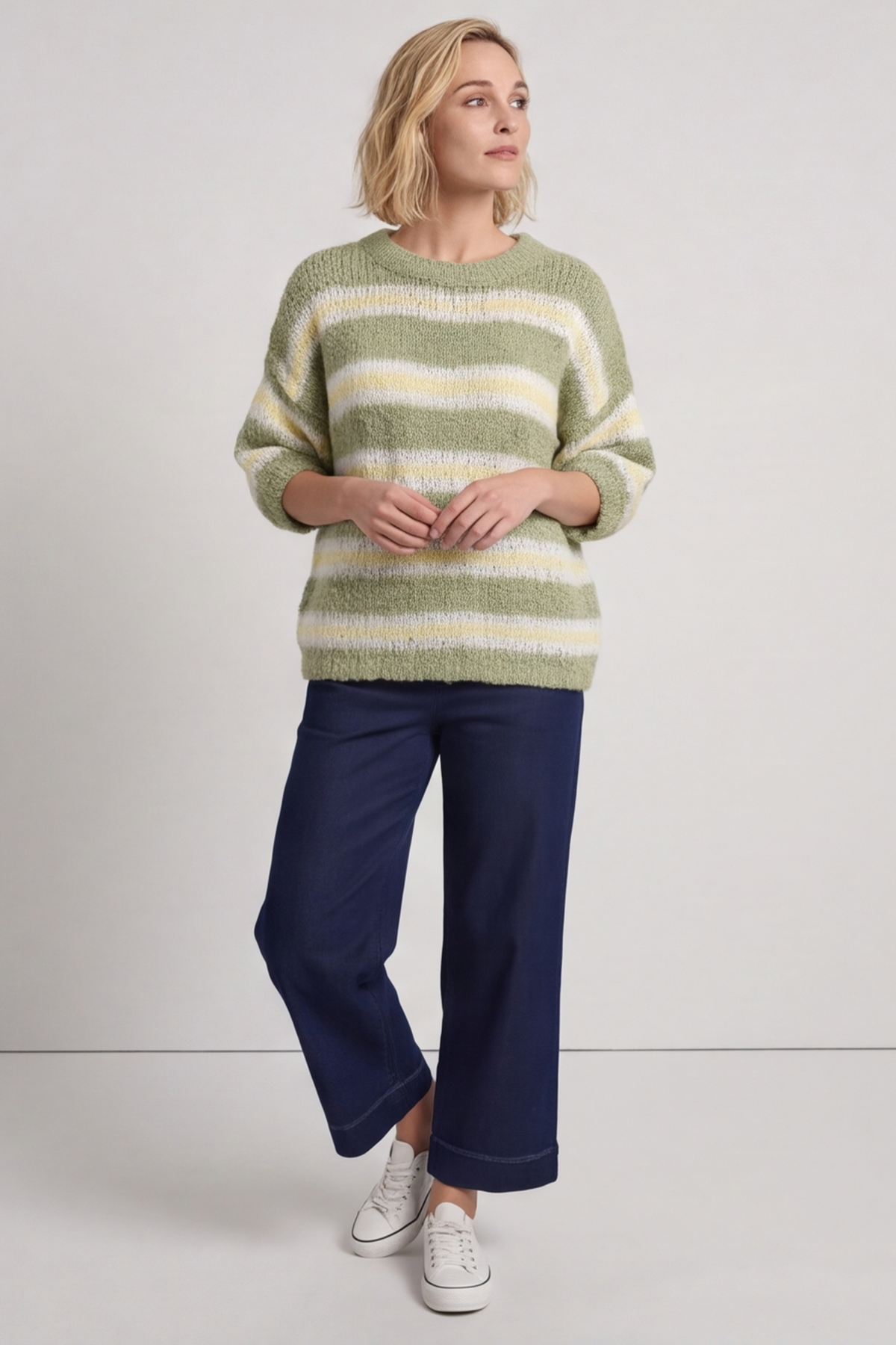 Marva Stripe Knit Top Khaki